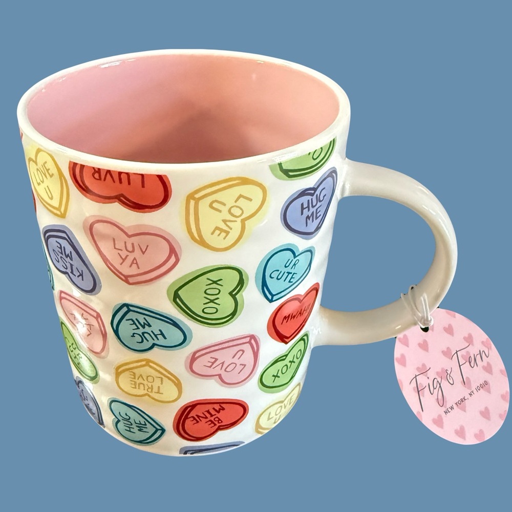 NWT Valentine ‘Conversation Heart’ Mug by Fig & Fern Large 18 oz